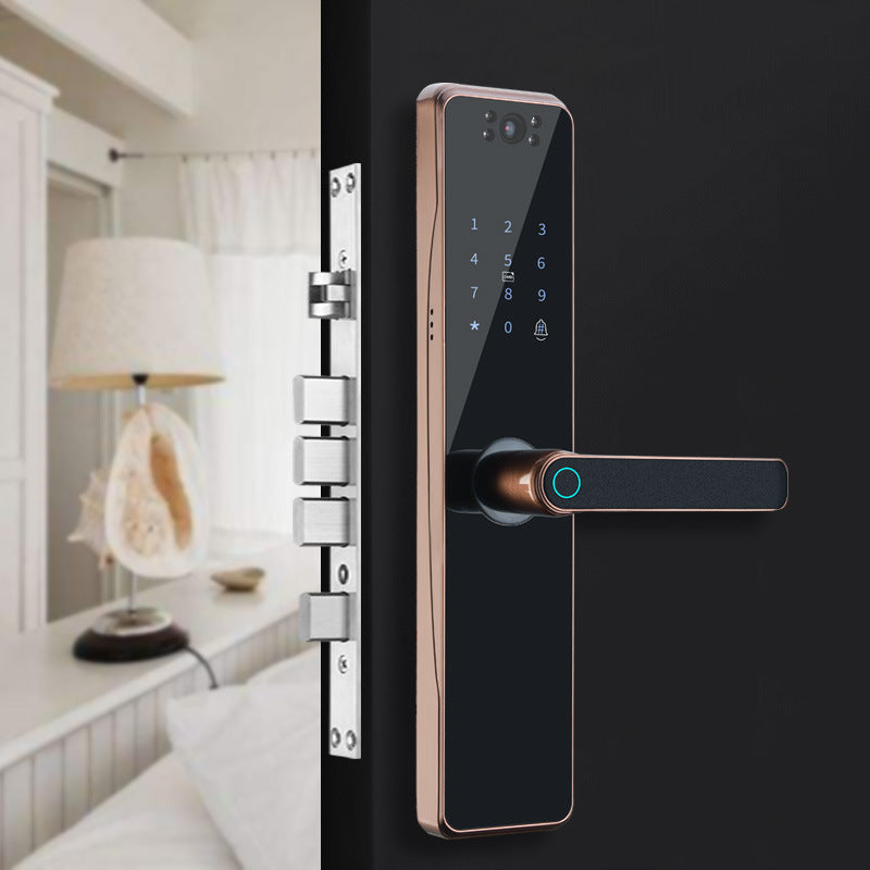 Surveillance Camera Fingerprint Lock Graffiti Tuya Smart Home Password Lock Mobile Phone Video Anti-theft Door Electronic Lock